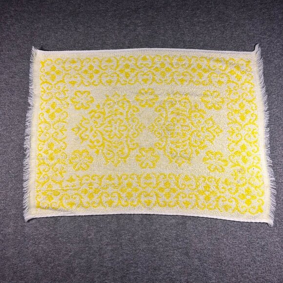 Vintage‎ 60s 70s Floral Hand Towel Sunny Yellow White Cotton - Picture 3 of 11